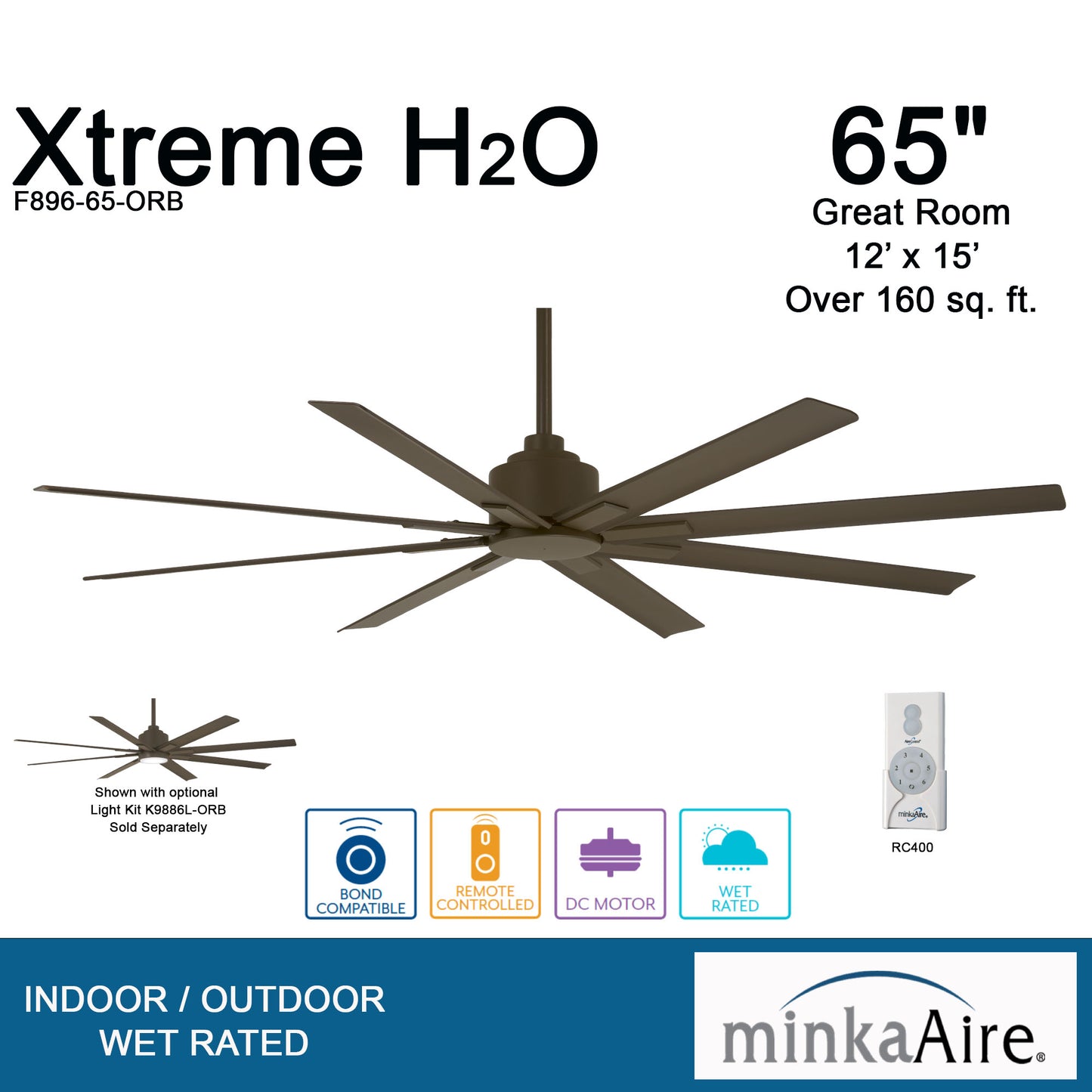 Minka Aire XTREME H2O シーリングファンライト 【F896-65-ORB】