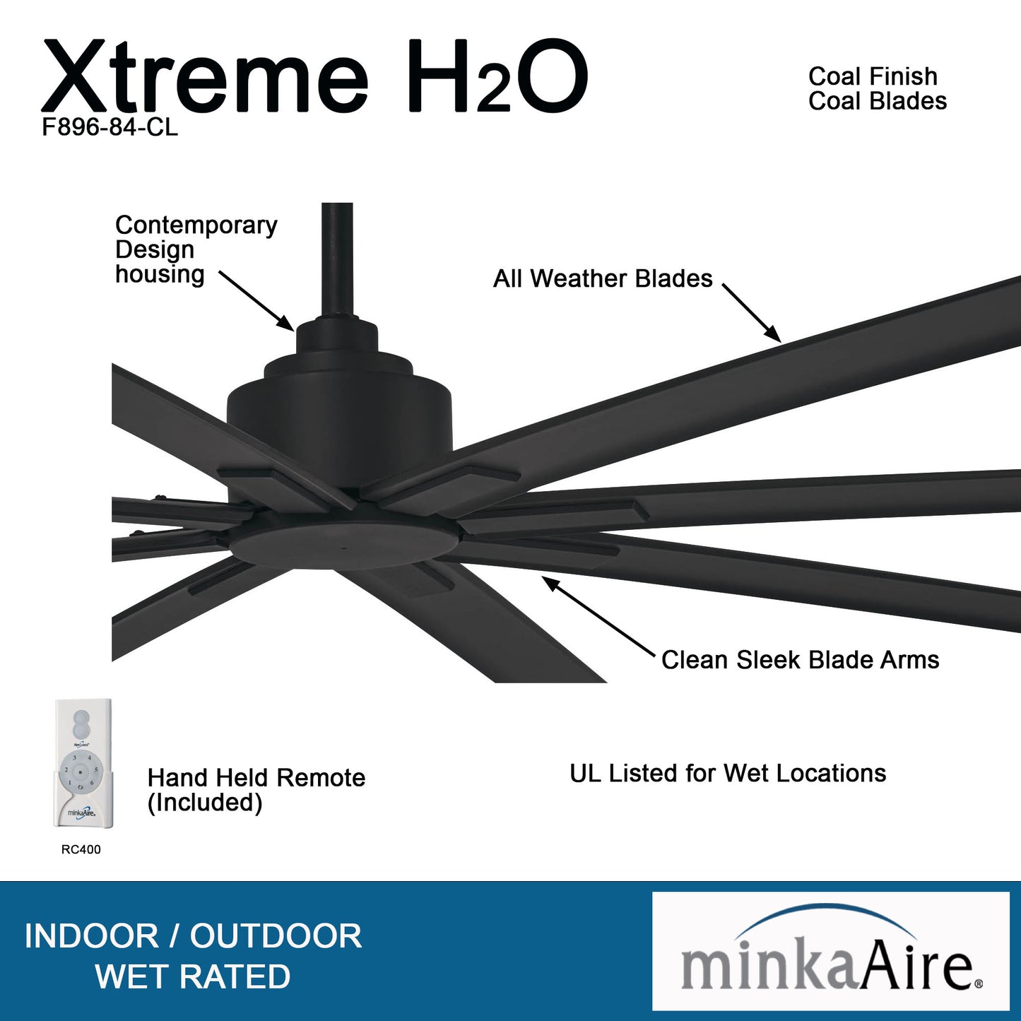 Minka Aire XTREME H2O シーリングファンライト 【F896-84-CL】