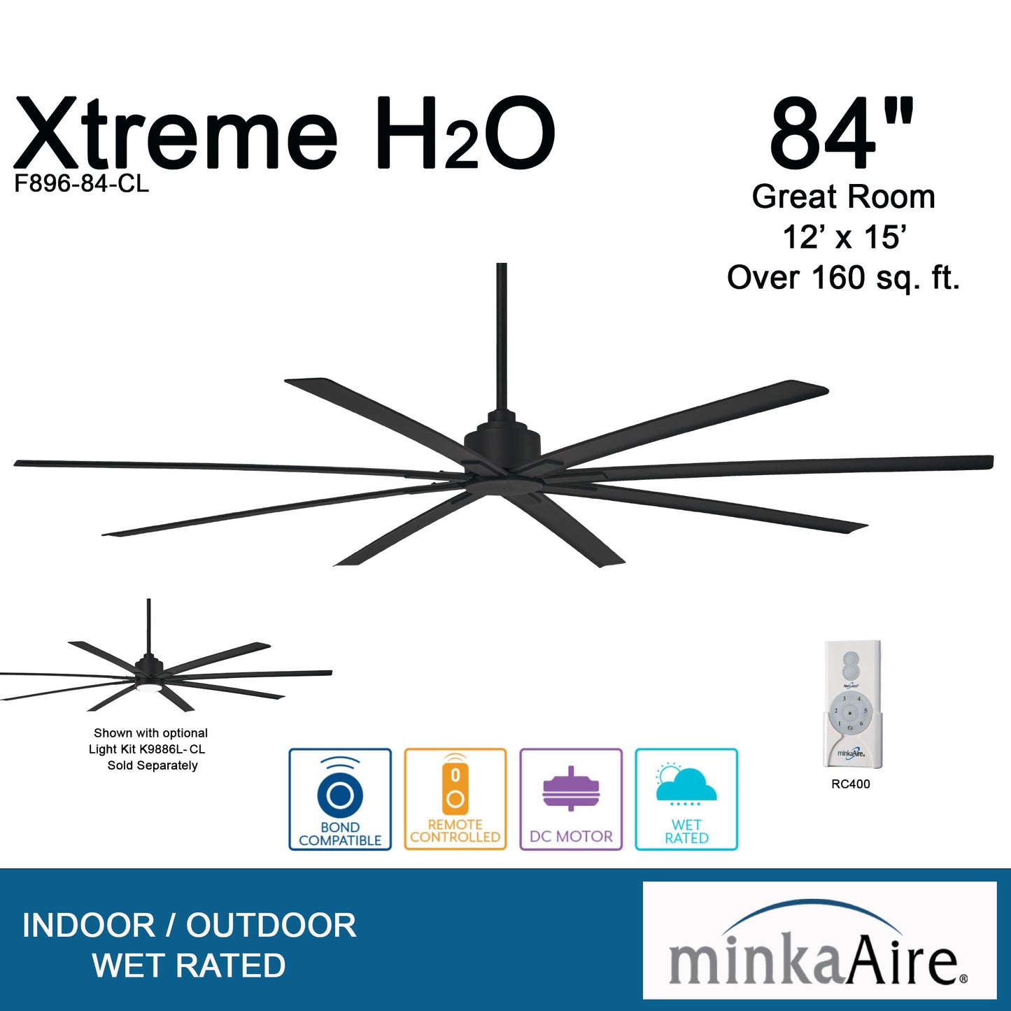 Minka Aire XTREME H2O シーリングファンライト 【F896-84-CL】