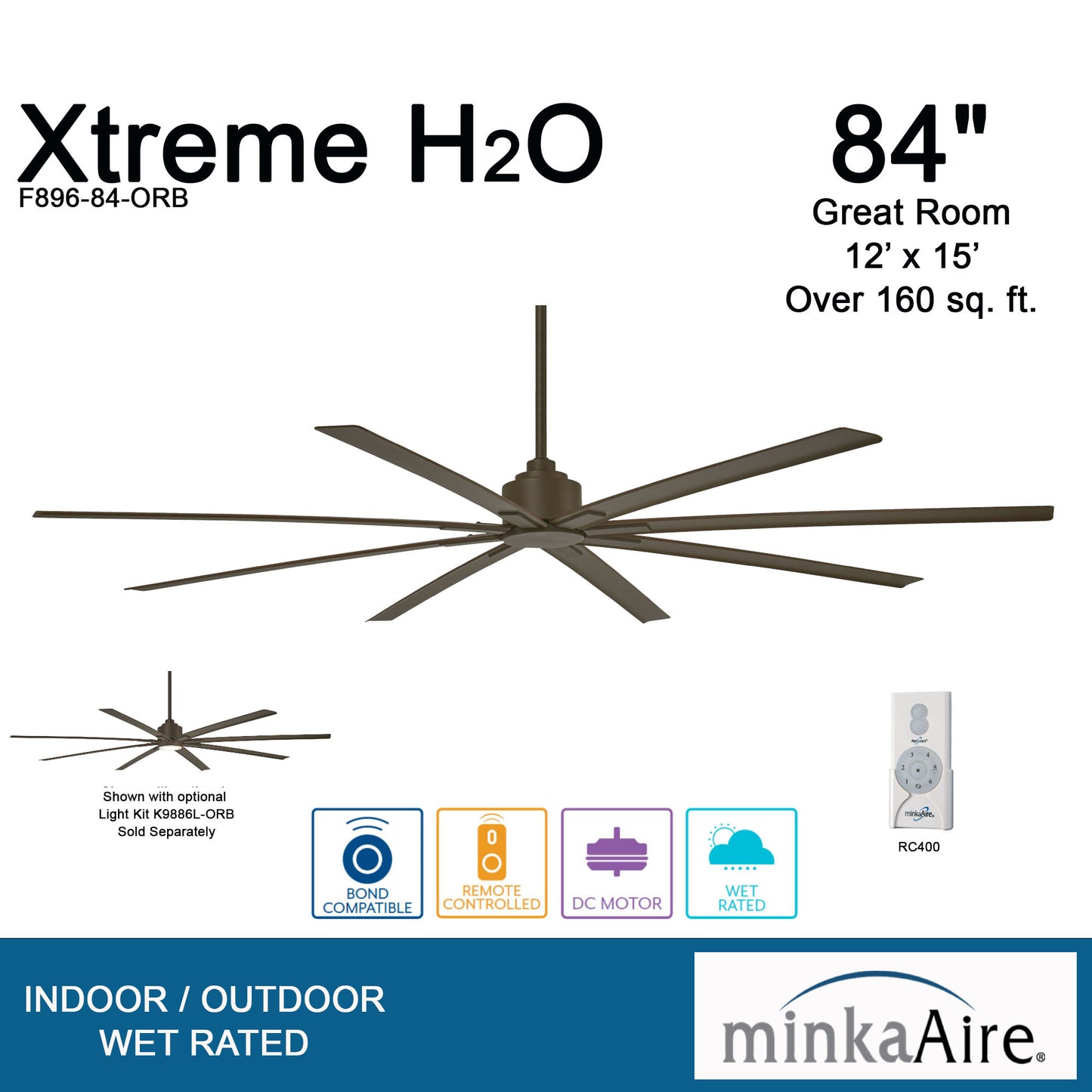 Minka Aire XTREME H2O シーリングファンライト 【F896-84-ORB】