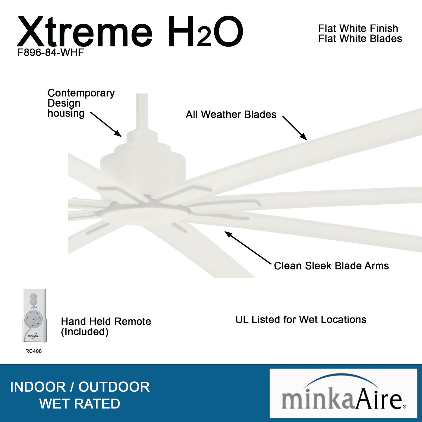 Minka Aire XTREME H2O シーリングファンライト 【F896-84-WHF】