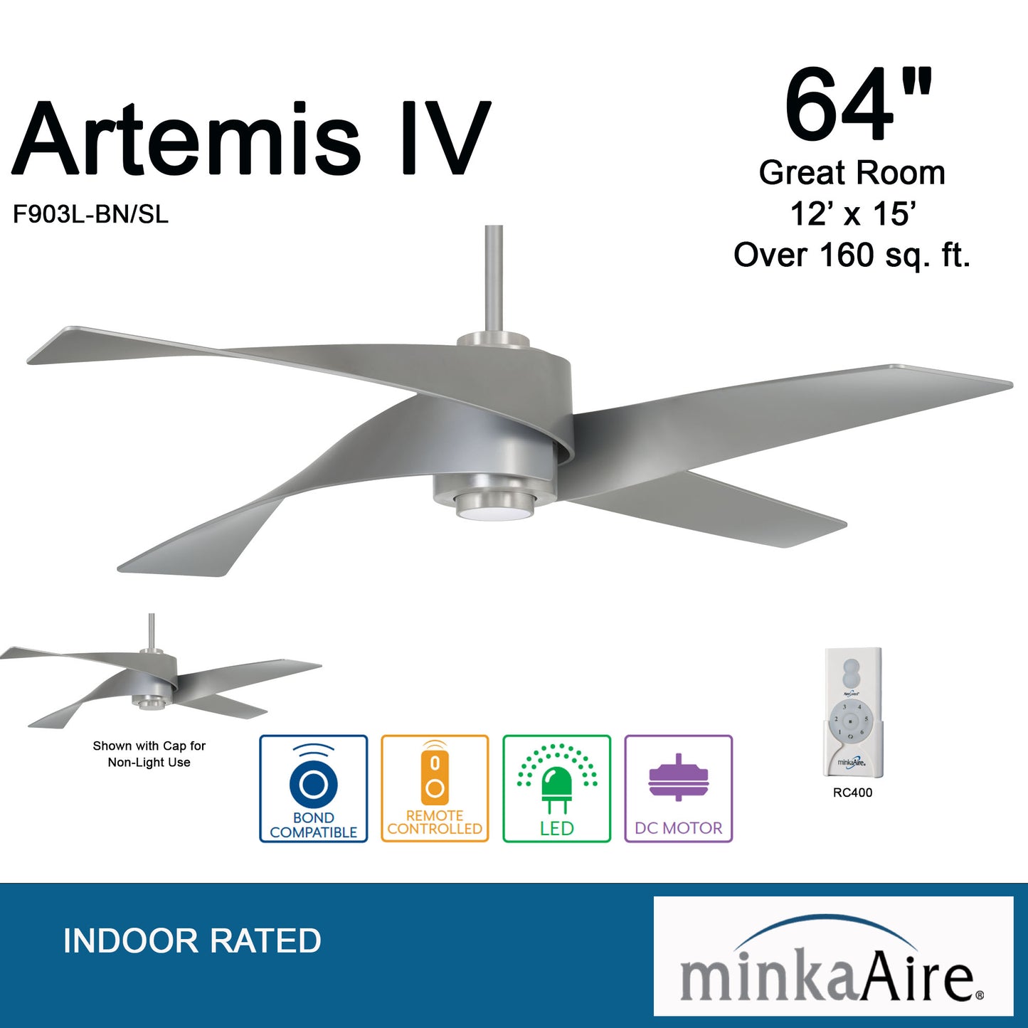 Minka Aire ARTEMIS™ IV シーリングファンライト 【F903L-BN/SL】