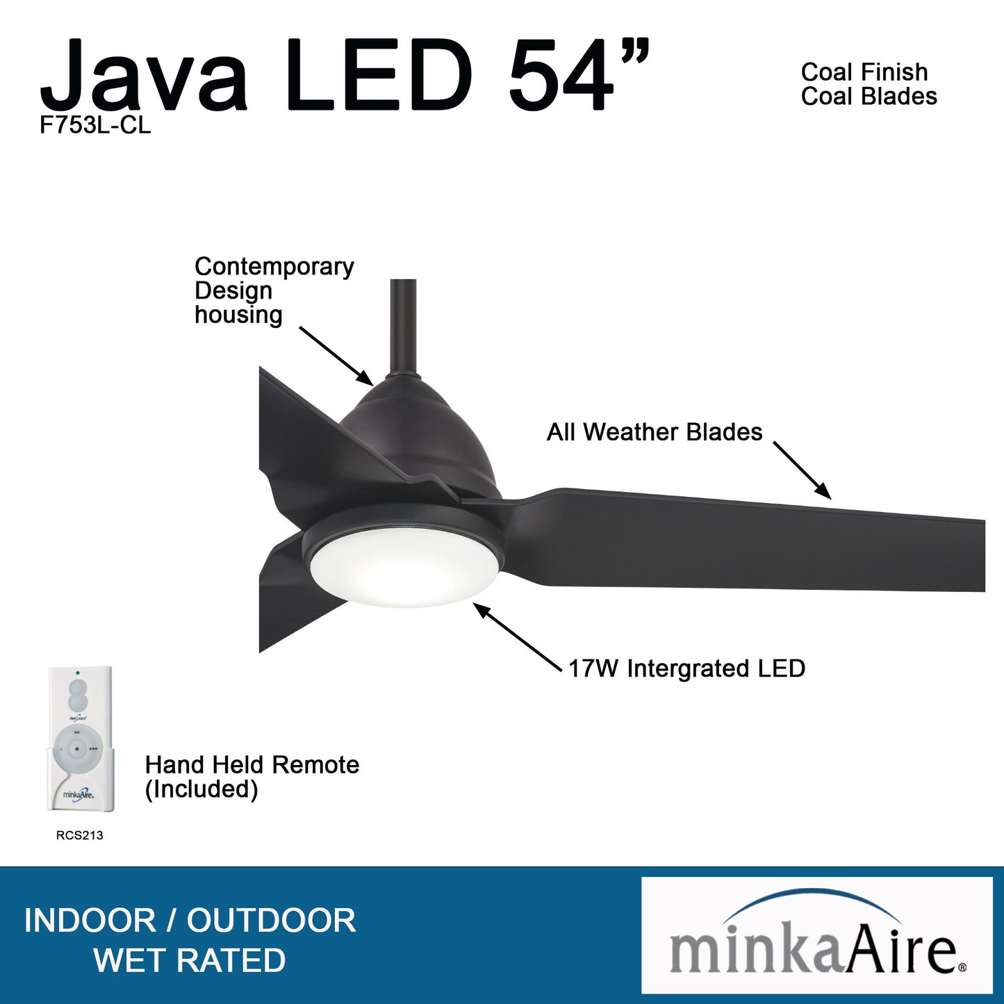 Minka Aire Java LED シーリングファン【F753L-CL】