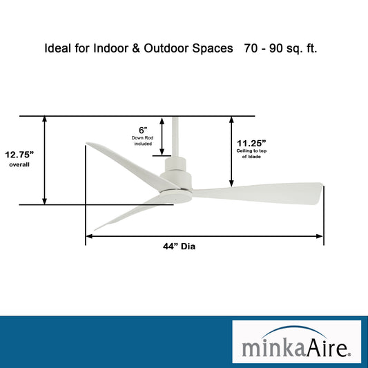 Minka Aire Simple 44 シーリングファン【F786-WHF】